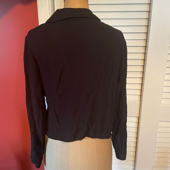 MOD REF | black long sleeve button down tie front  crop top M - Picture 5 of 8